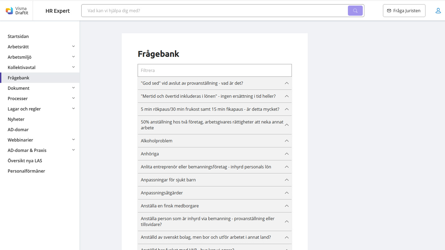 produktsida HR Expert frågebank